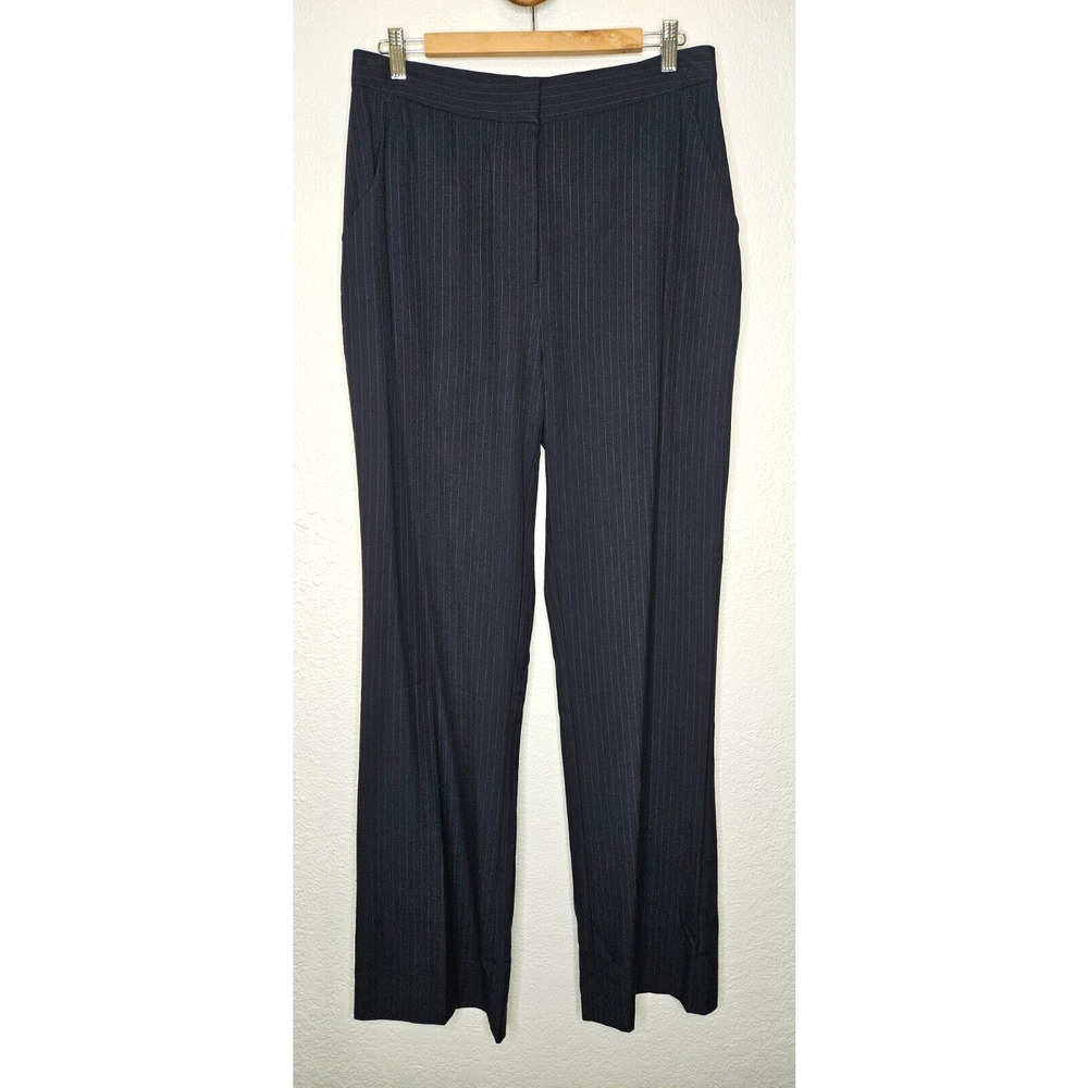 Jason Wu Womens Dress Pants 10 Black Pinstripe Flat Front Straight Leg Menswear